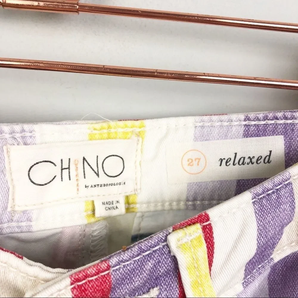 CHINO BY ANTHROPOLOGIE | Striped Multicolor Chino Shorts Women’s Size 27 (4)